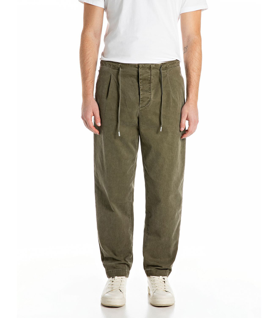 リラックステーパード コットンツイルジョグパンツ